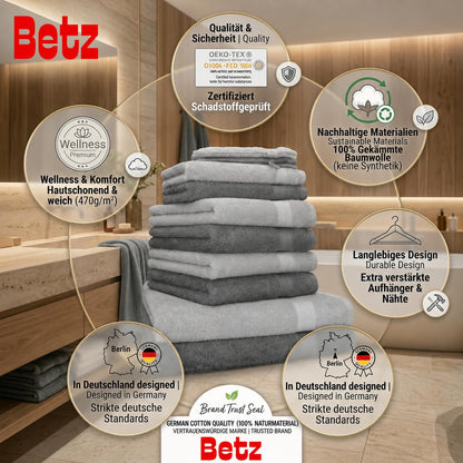 Betz Handtuch-Set 10-teilig aus Baumwolle, anthrazit & silbergrau