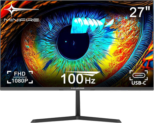 Minifire MF27X3AL 27 Zoll FHD 100Hz Monitor - Eye-Care. Rechteckig, schwarz für augenschonendes Arbeiten und Gaming.