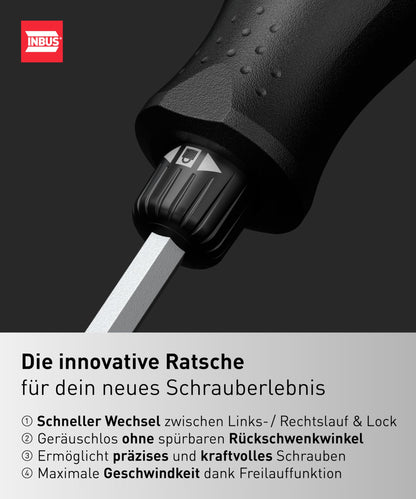 INBUS Flow 73424 Ratschen-Schraubendreher mit 12 Bits