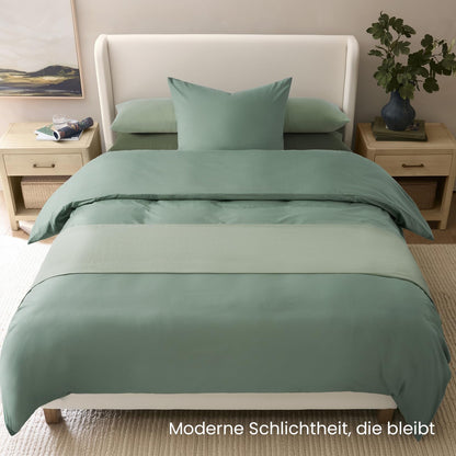 Duvetnova Bettwäsche-Set Salbeigrün 135x200 cm, Baumwolle, 4-teilig