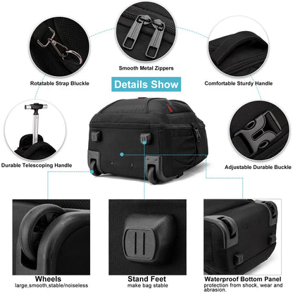 Laptop Trolley Rucksack Business 17 Zoll Handgepäck - Schwarz