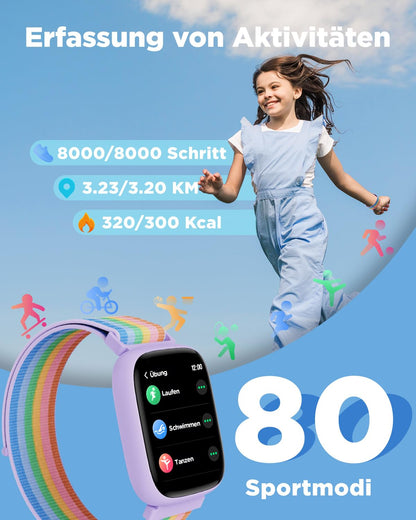 BIGGERFIVE BRAVE 2 Smartwatch Kinder, Fitness Tracker, IP68, Nylon