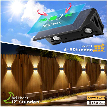 IIRARA LED Solar Wandleuchte Aussen SWL02 warmweiss IP67 6er-Set