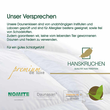 HANSKRUCHEN® Premium de Luxe Daunenkissen 80x80 cm - 3 Kammer
