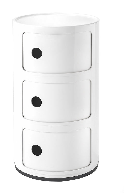 Kartell Componibile Aufbewahrungssystem - Weiss 3 Fächer, rundes, modulares Möbel zur flexiblen Organisation von Gegenständen.