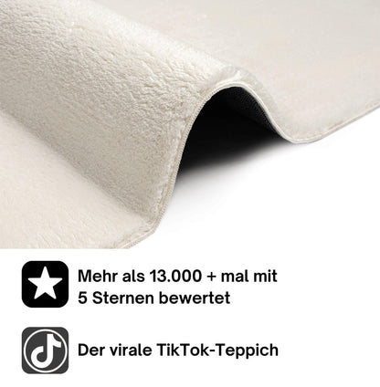 the carpet Relax Kurzflor-Teppich Felloptik, Creme, 140 x 200 cm, oval