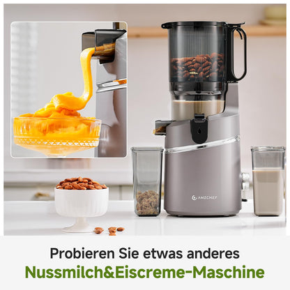 AMZCHEF Entsafter Slow Juicer 250W mit 145mm Öffnung – Grau