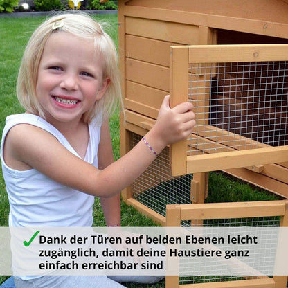 zooprinz Kaninchenstall 2 Ebenen mit Freigehege und Kotschublade