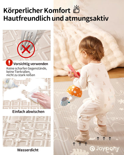 Joypony Krabbelmatte Baby, faltbare Spielmatte 180x200 cm, Wald