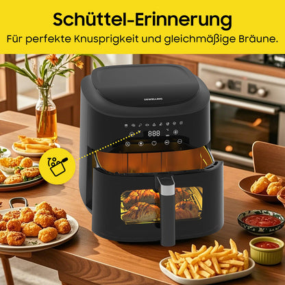 Dewelling Heissluftfritteuse XXL 9L Airfryer mit Sichtfenster