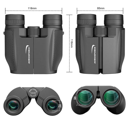 Aurosports 12x32 Fernglas Kompakt für Erwachsene und Kinder