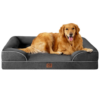 EHEYCIGA Orthopädisches Hundebett Memory Foam - XL, Dunkelgrau. Dunkelgraues, rechteckiges Hundebett für Gelenkentlastung und Komfort.