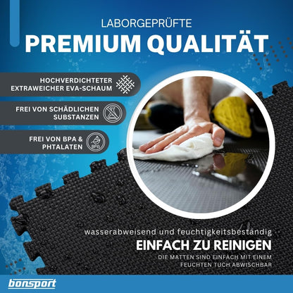 bonsport Pool Unterlegmatte 36 Stück inkl. Kescher, EVA schwarz