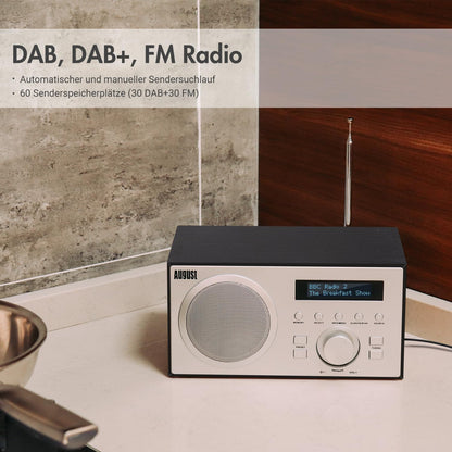 August MB420 DAB+/FM Küchenradio Bluetooth Holzgehäuse