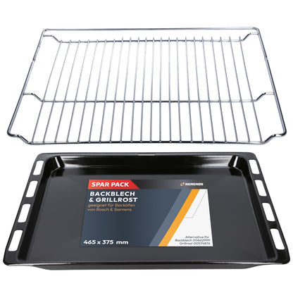 Kenekos Backblech-Set mit Grillrost 465 x 375 mm für Bosch Siemens aus emailiertem Metall