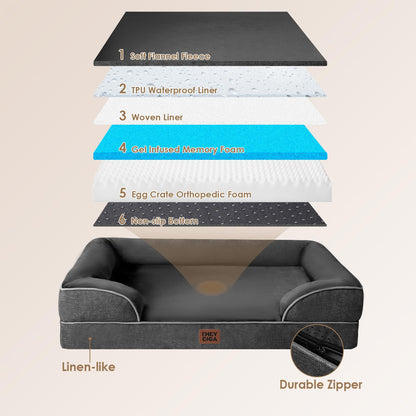 EHEYCIGA Orthopädisches Hundebett Memory Foam – Gross, 91x68cm Dunkelgrau