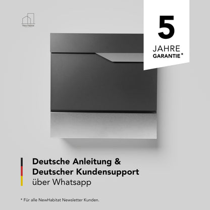 NewHabitat Manhattan Wandbriefkasten Anthrazit mit Zeitungsfach