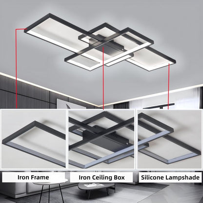 Jsz Deckenleuchte 105cm LED Dimmbar - Schwarz für Wohnzimmer
