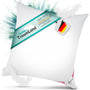 Canada Daunenkissen Plus – Medium 800g, canadische Daunen. Weiß, rechteckig, bietet Kopfunterstützung für komfortablen Schlaf.