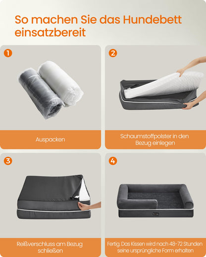 Feandrea Orthopädisches Hundebett PGW068G01V1 Dunkelgrau 112x86 cm