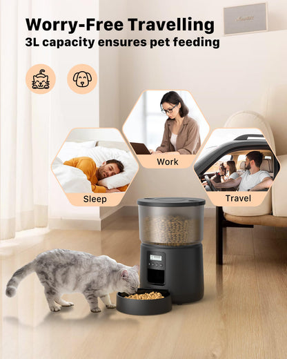 BEMOONY A4 Futterautomat für Katze und Hund, 3L, mit Timer