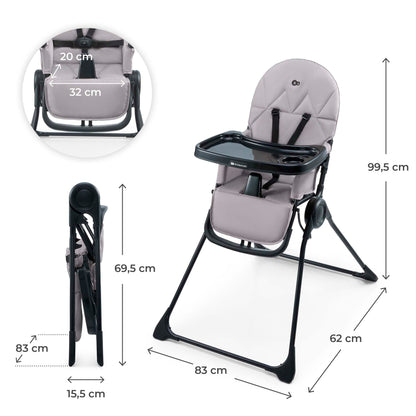 Kinderkraft BINCI Kinderhochstuhl, faltbar, mit Tablett, Grau