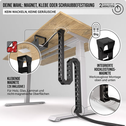 Ultimate Setup Kabelführung Schreibtisch, flexible Kabelkette, Schwarz
