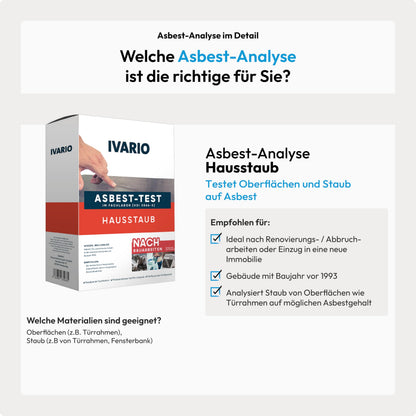 IVARIO Asbest-Test Hausstaub: Analyse auf Asbestfasern im Fachlabor