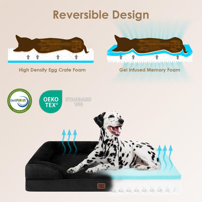 EHEYCIGA Orthopädisches Hundebett Memory Foam für Grosse Hunde - Schwarz