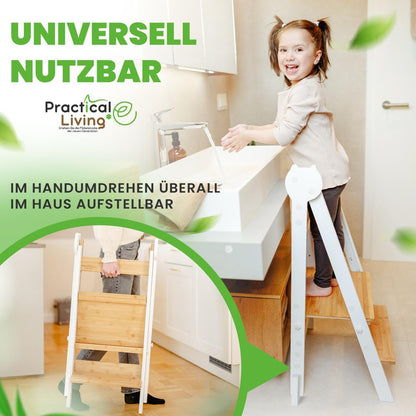 Practical Living Lernturm aus Bambus, klappbar und höhenverstellbar