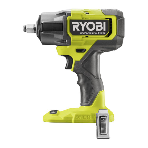 RYOBI 18V ONE+ Brushless Akku-Schlagschrauber RIW18BL-0 900 Nm. Robustes, schwarz-grünes Gerät zum Lösen/Anziehen von Radschrauben.