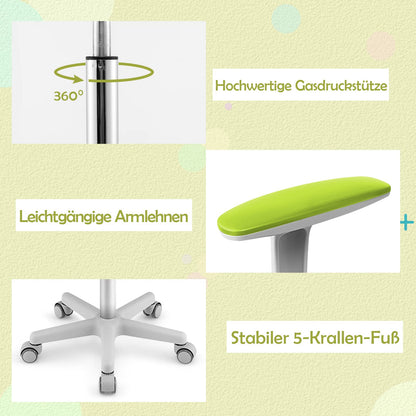 COSTWAY Drehbarer Kinderschreibtischstuhl Höhenverstellbar - Grün