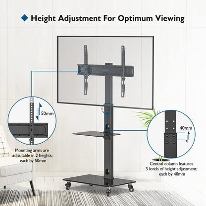 BONTEC TV Ständer rollbar für 30-70 Zoll bis 40 kg, VESA 600x400