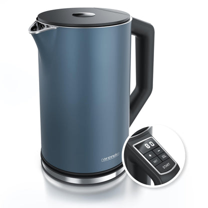Arendo ELEGANT Edelstahl Wasserkocher mit Temperatureinstellung, 1,5 L in Admiral Blau