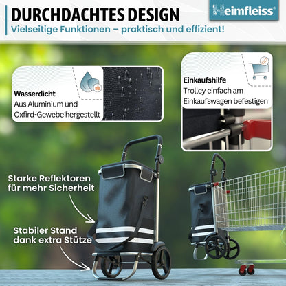 Heimfleiss Einkaufstrolley klappbar mit Kühlfach, 56 Liter