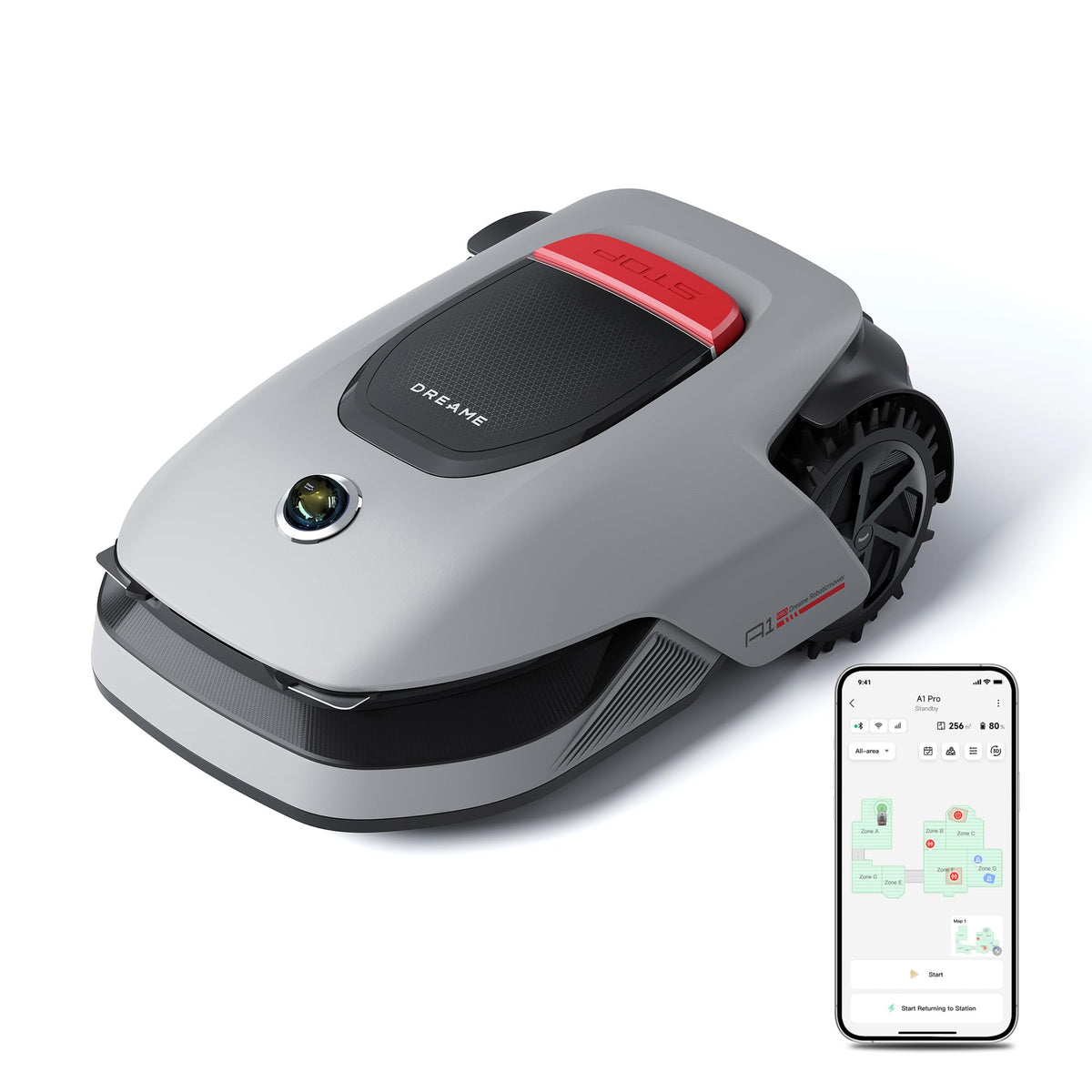 Dreame A1 Pro Mähroboter ohne Begrenzungskabel, 3D-LiDAR, 2000 m² mit Offroad-Reifen