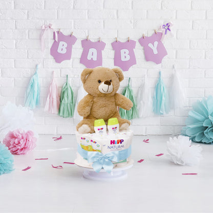 MilaBoo Windeltorte Junge Blau – Babygeschenk zur Geburt mit Teddybär