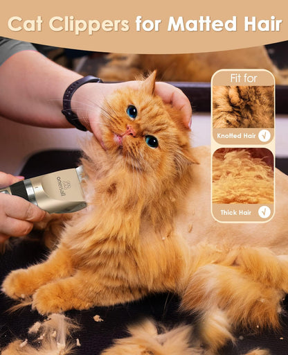 oneisall X2 Tierhaarschneidemaschine für Katzen und Hunde, Gold