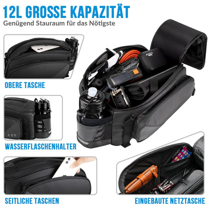Eyein Fahrradtasche Gepäckträger 12L wasserdicht mit Schultergurt