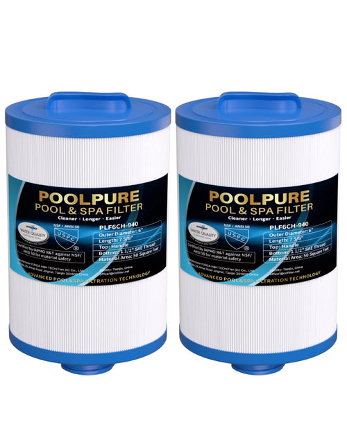POOLPURE Whirlpool Filter PLF6CH-940 für Unicel 6CH-940, 2er-Pack – zylindrische Filterkartusche mit Tragegriff