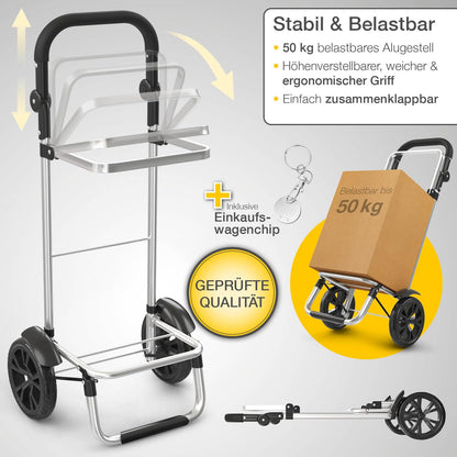 ELONEO Einkaufstrolley klappbar 3in1 mit Kühlfach, 56 l, schwarz
