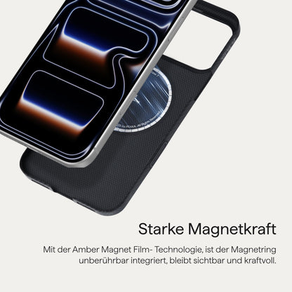 Pitaka iPhone 17 Pro Hülle Aramid Magsafe - ultra dünn, Schwarz/Grau