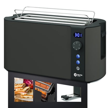 Balter Toaster TS-04-LCD, 4 Scheiben, Langschlitz, Edelstahl, Grau