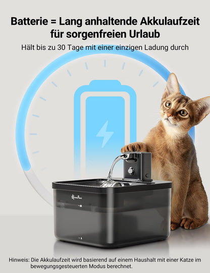 DownyPaws Katzentrinkbrunnen kabellos 2,5 L mit Bewegungsmelder