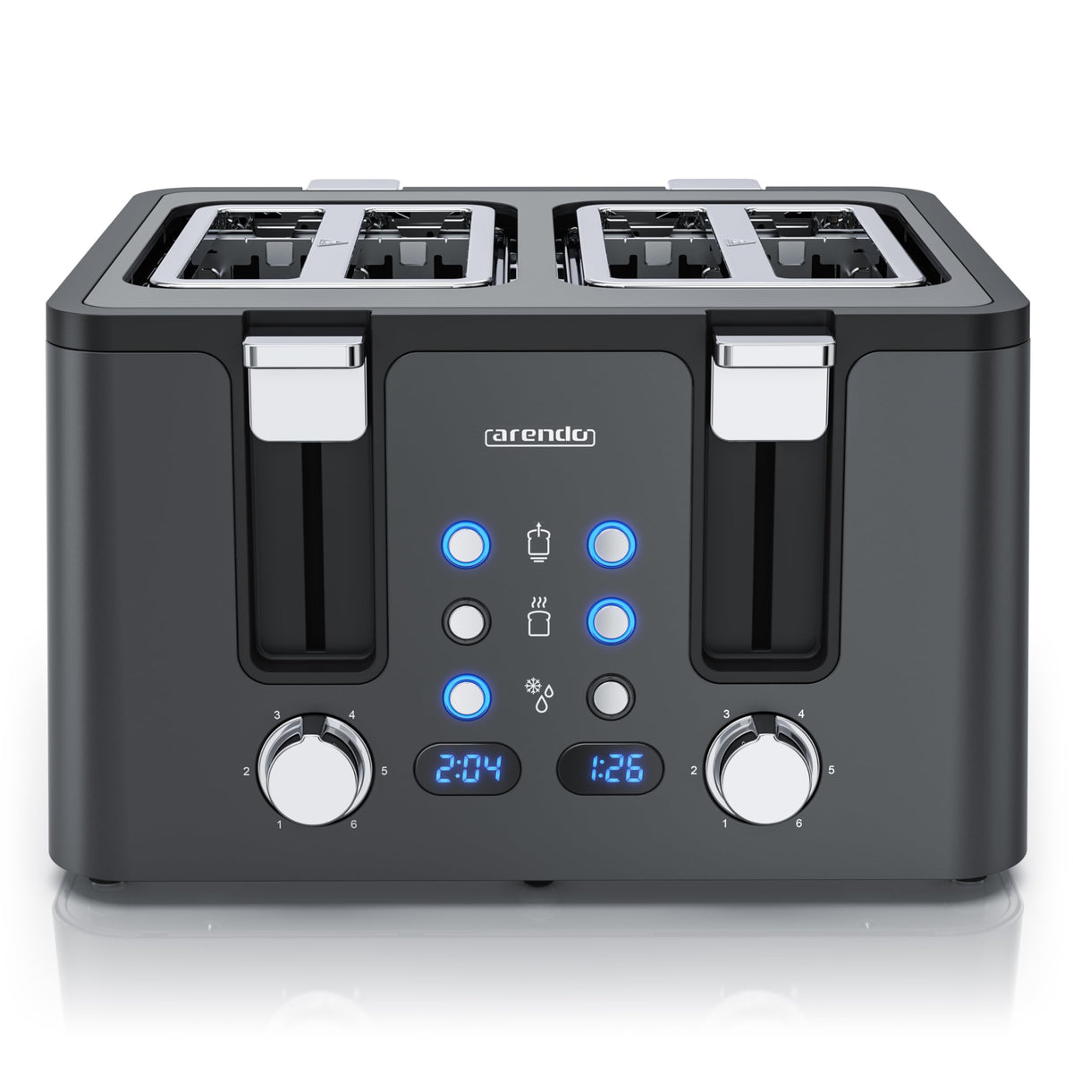 Arendo MANANA X2 Toaster 4 Scheiben Edelstahl mit Brötchenaufsatz