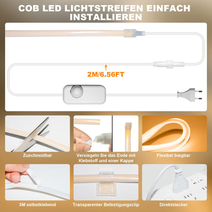 Gliztech COB LED Streifen 20 m, IP67 wasserdicht, 2700K warmweiss