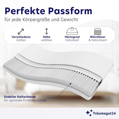 Träumegut24 AquaFlex 7-Zonen Matratze Kaltschaum - 90x200 H2/H3