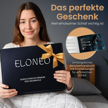 ELONEO Gewichtsdecke 135x200 cm 11 kg aus 100 % Baumwolle