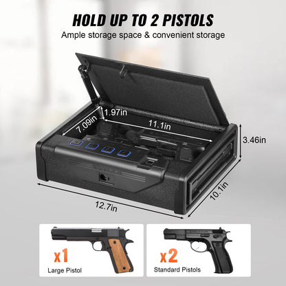 VEVOR Pistolentresor Fingerabdruck für 2 Pistolen tragbar
