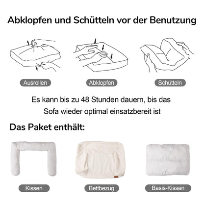 FUKUMARU Katzensofa Cord, waschbares Katzen- & Hundebett, M, Grün